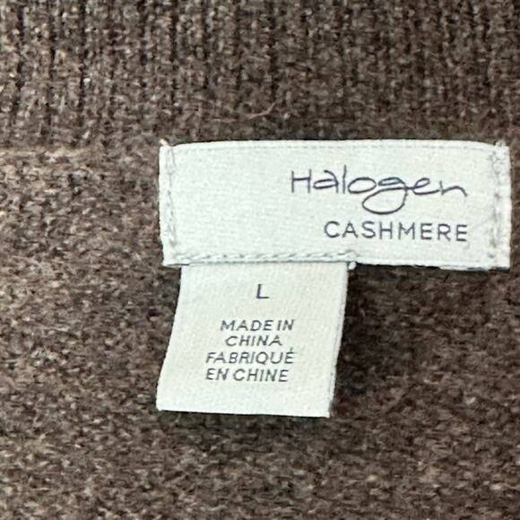 Halogen Cashmere v neck brown sweater Large - Picture 8 of 11